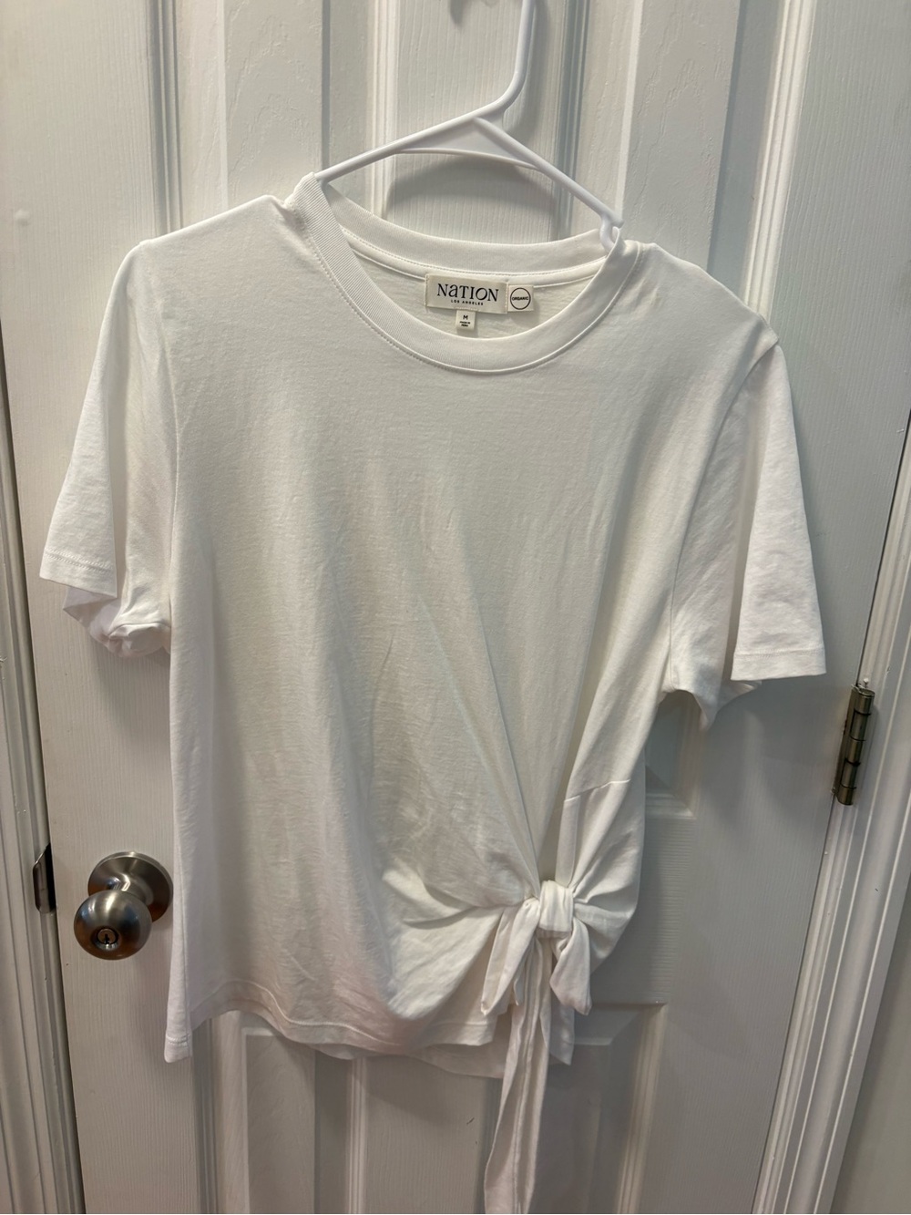 Nation Tie-Front Crewneck Tee in White